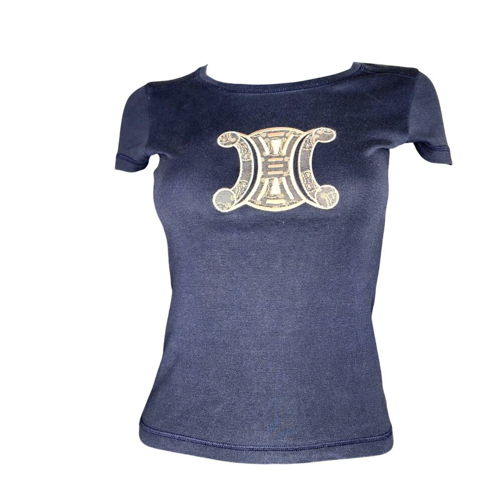 Céline navy blue Macadam Cotton Tee Size Small